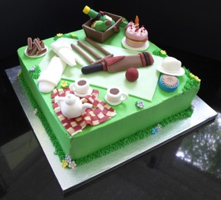 Cake for a significant birthday for a cricket loving chap!