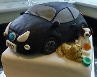 18th Birthday cake for a young man who loves his car and his dogs